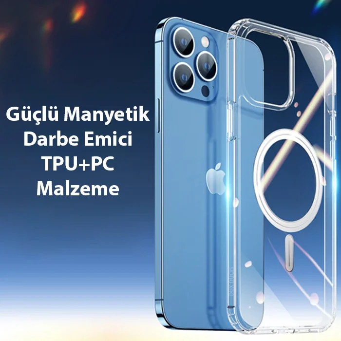 Magsafe Uyumlu iPhone 12/12 Pro 6.1 Manyetik Silikon Kılıf – Sararmayan Şeffaf Koruma