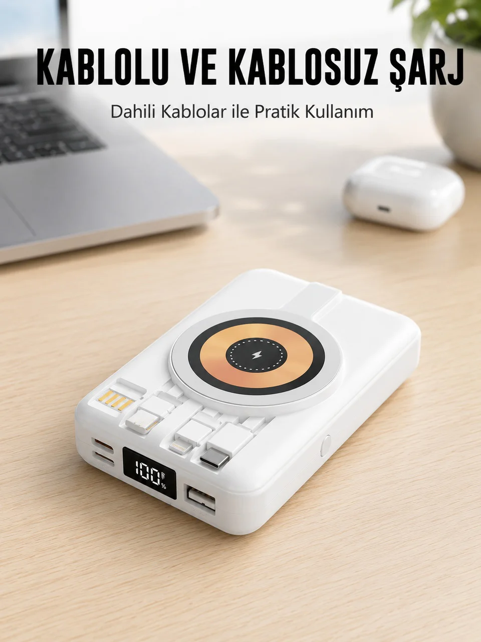 Magsafe Uyumlu Kablosuz Powerbank Hızlı Şarj Özellikli Yeni Nesil - Lisinya Diğer