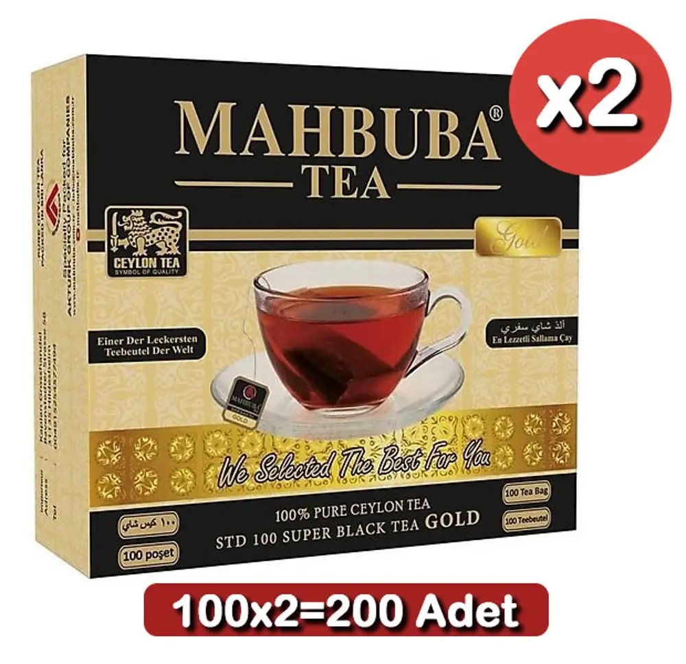 Mahbuba STD 100 Seylan Kaçak Sallama Çay 2g 100’lü x 2’li Set