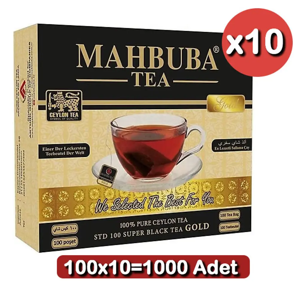 Mahbuba STD 100 Seylan Kaçak Sallama Çay 2g 100’lü x 10’lu Set (T