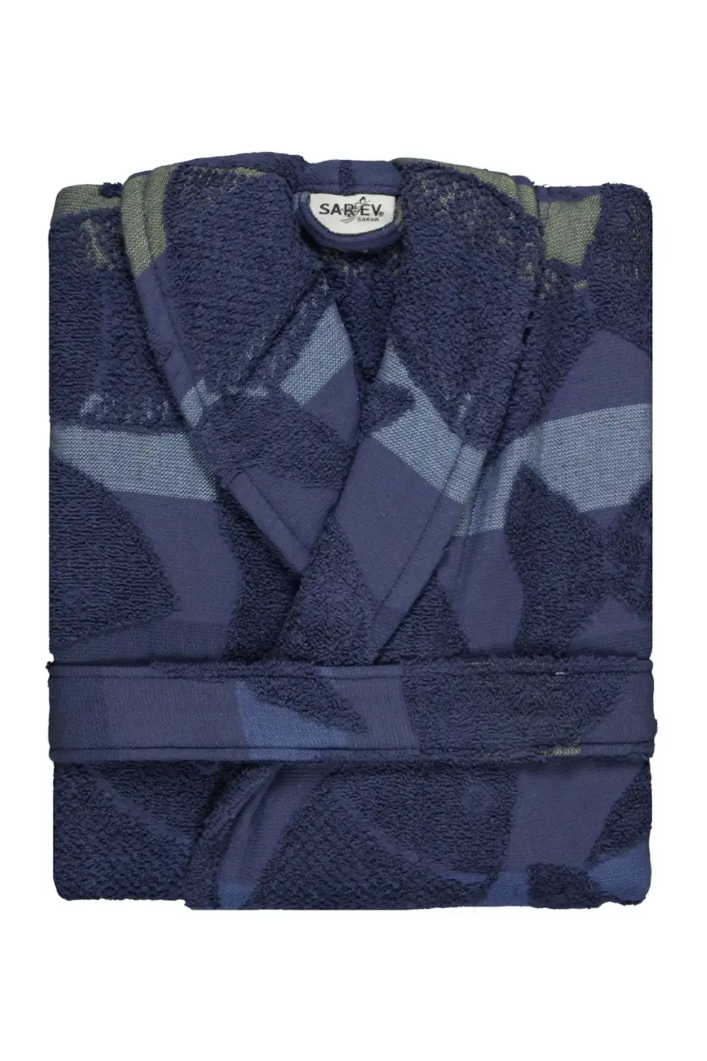 Sarev Mai Mavi Şal Yaka "Medium" Beden Pamuklu Bornoz