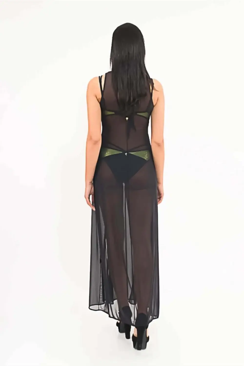 Maiami Maxi Plaj Elbisesi Pareo Siyah