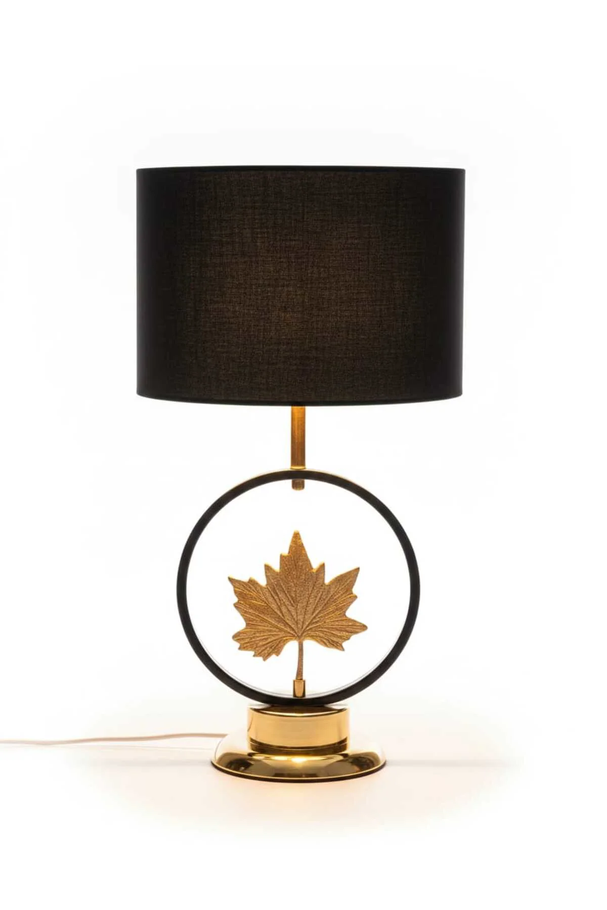 Majestic Leaf – 58 CM Altın Yaprak Heykelli Siyah Şapkalı Lüks Ab