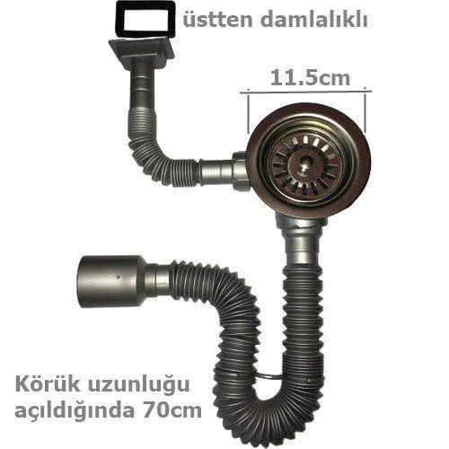 mak Kapalı Taşmalı Körüklü Evye Sifonu 50 mm