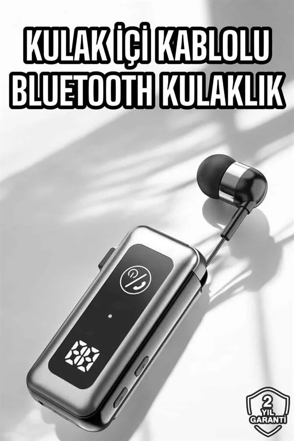 Makaralı Bluetooth Kulaklık - IPX7 Su Geçirmez, Dijital Gösterge ve 5.2 Bluetooth