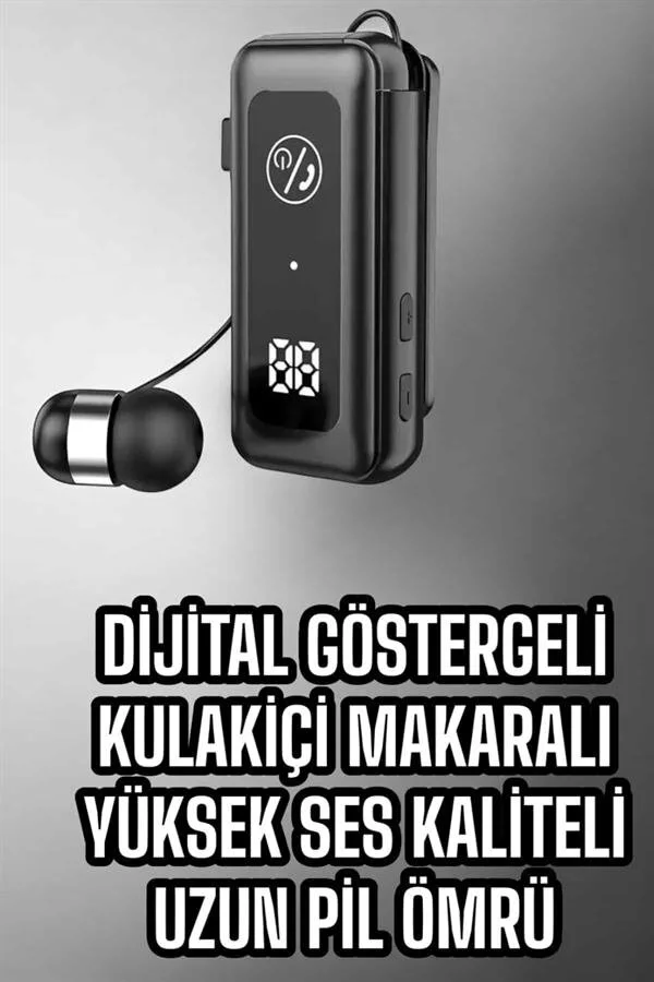 Makaralı Bluetooth Kulaklık - IPX7 Su Geçirmez, Dijital Gösterge ve 5.2 Bluetooth