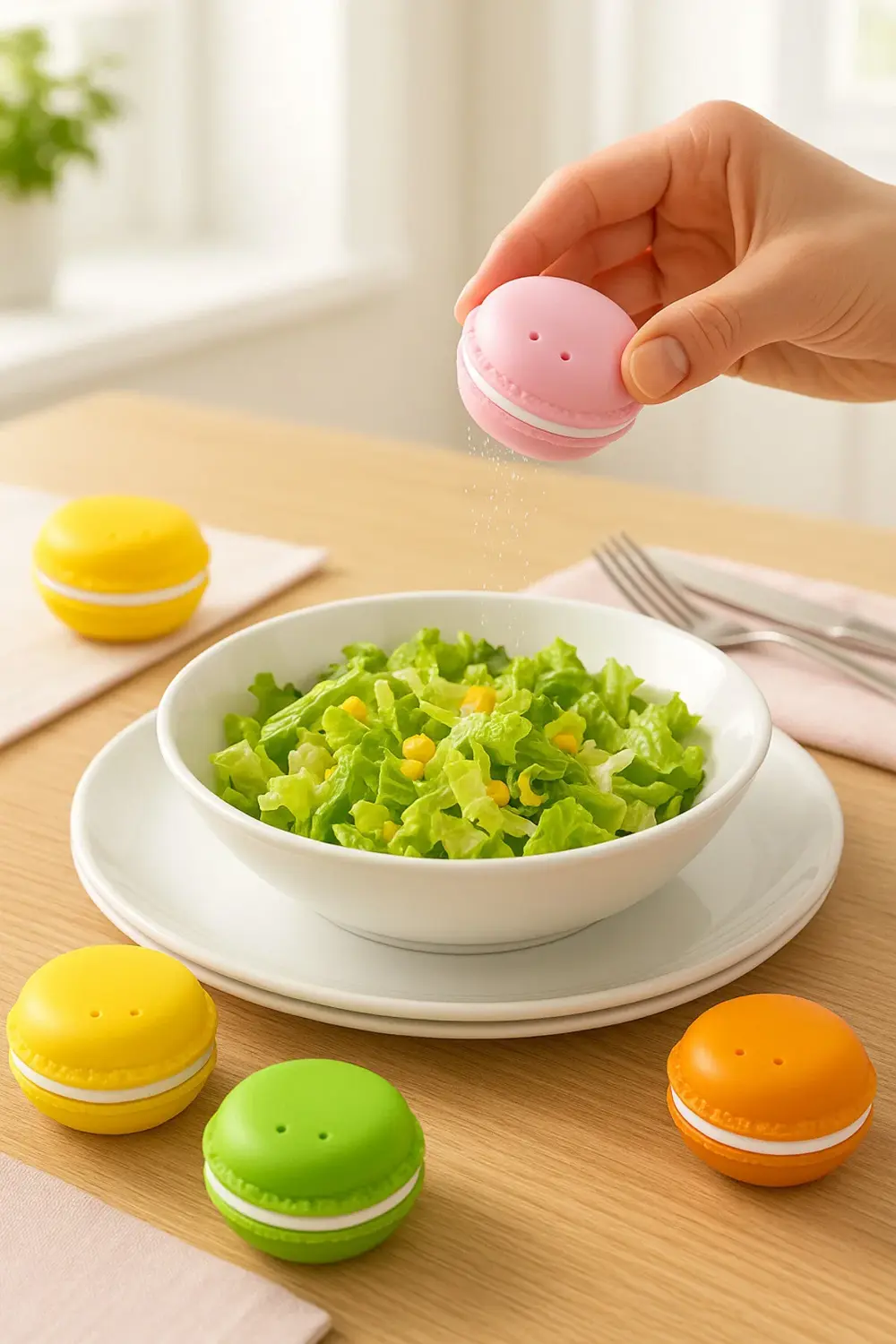 Makaron Şekilli Renkli 4’lü Tuzluk Biberlik Seti – Baharatlık Tak