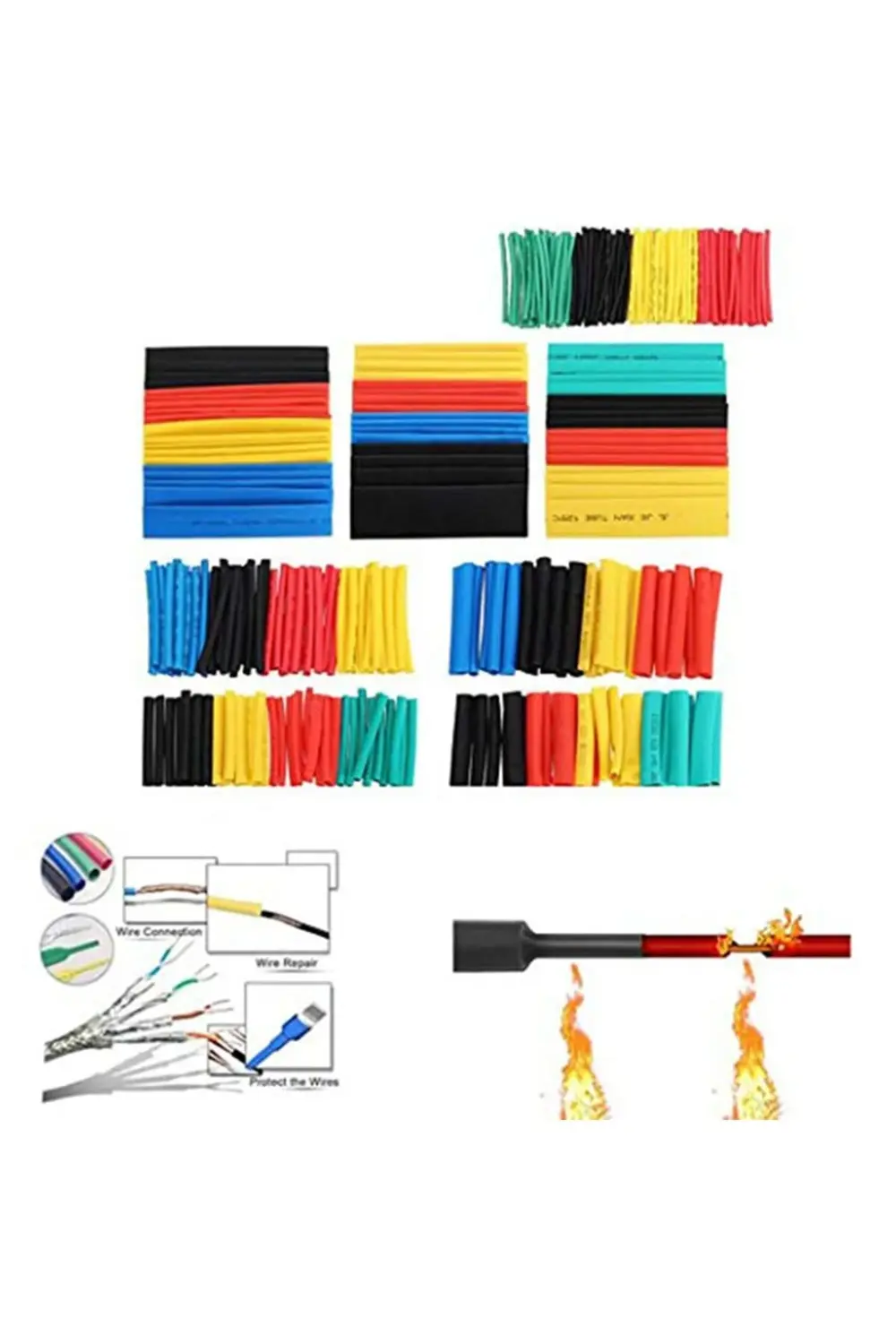 Makaron Set Isı Ile Daralan Kablo Seti 164 Parça Isı Shrink 8 Boy