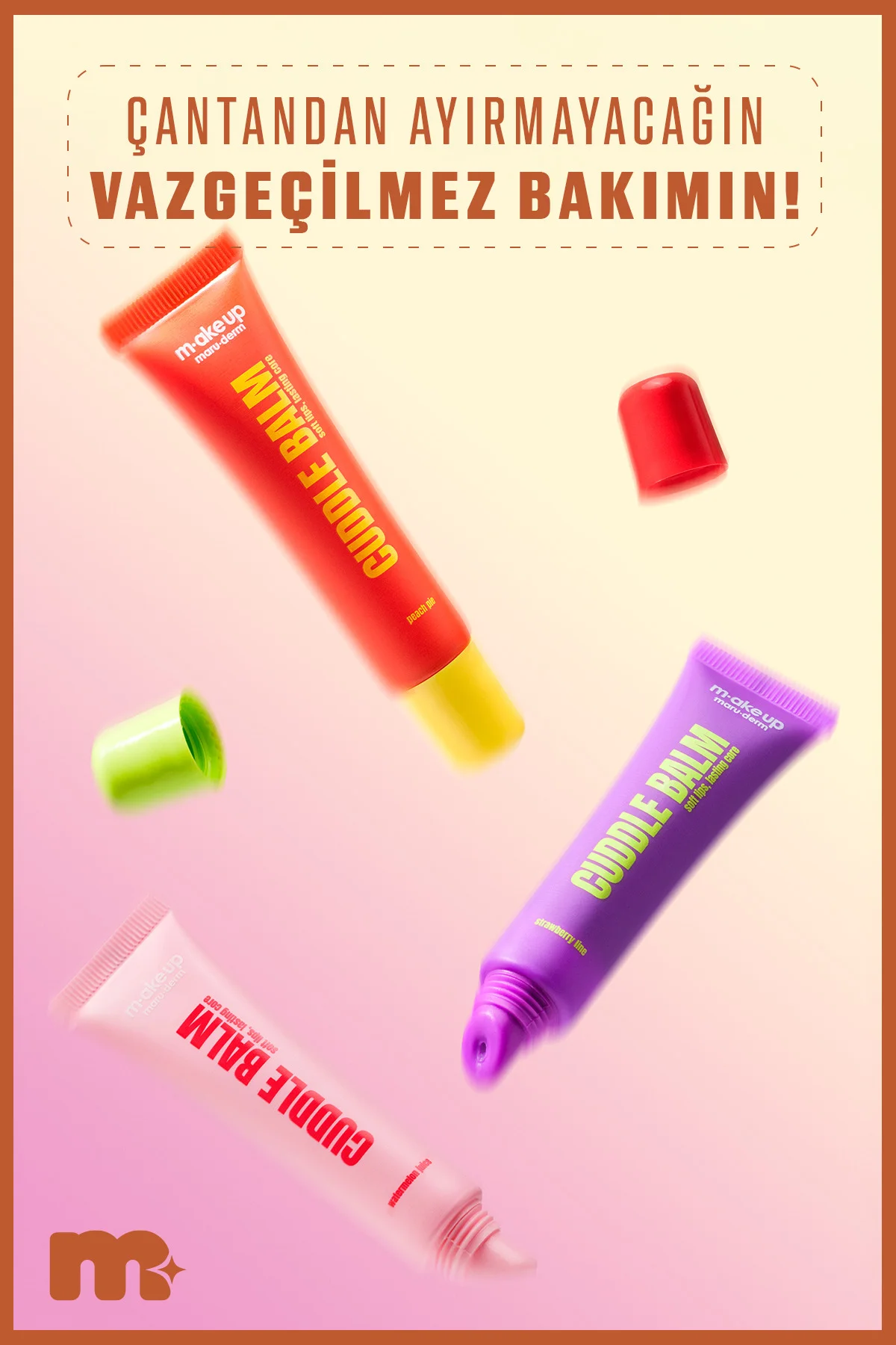 make up maruderm Uzun Süre Kalıcı Nemlendirici Şeftalili Parlatıcı – Lip Balm Peach Pie 15 ml