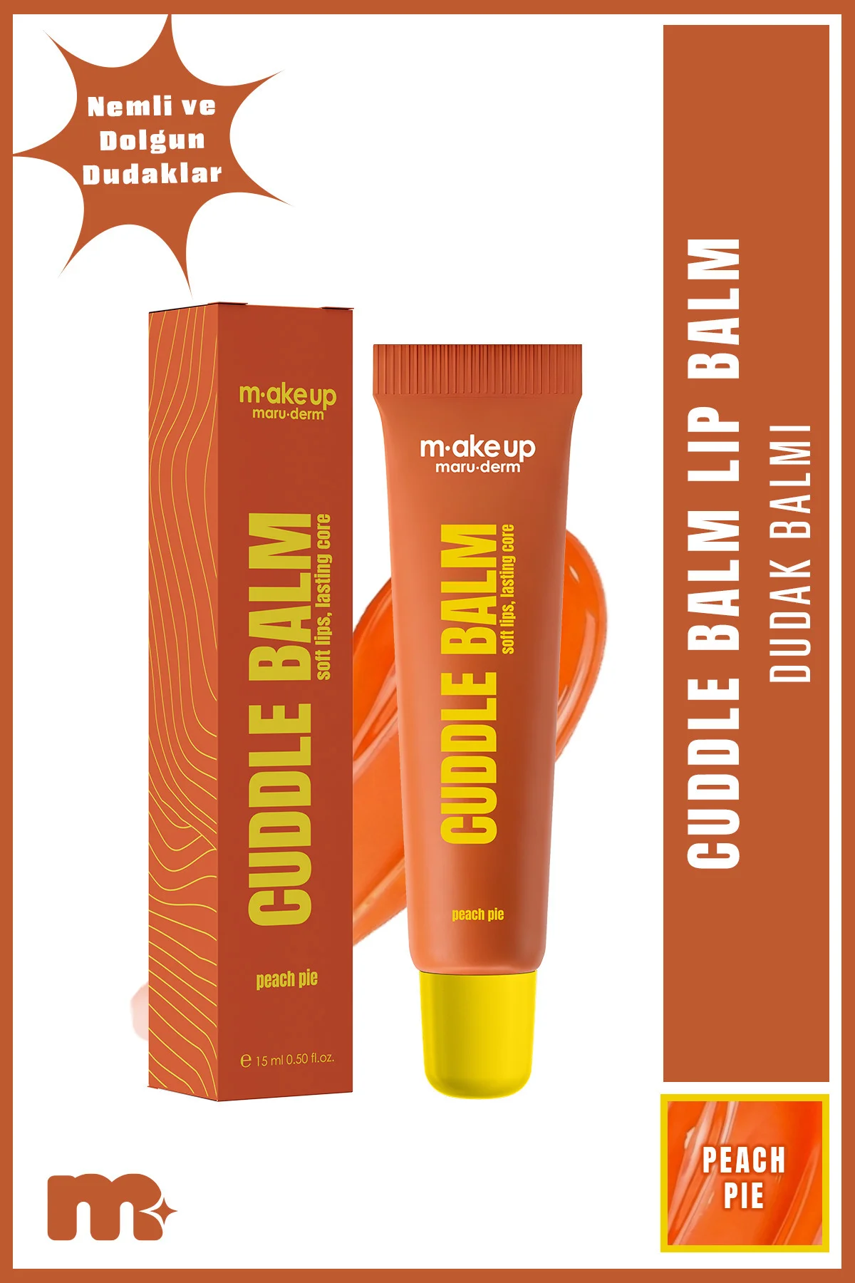 make up maruderm Uzun Süre Kalıcı Nemlendirici Şeftalili Parlatıcı – Lip Balm Peach Pie 15 ml