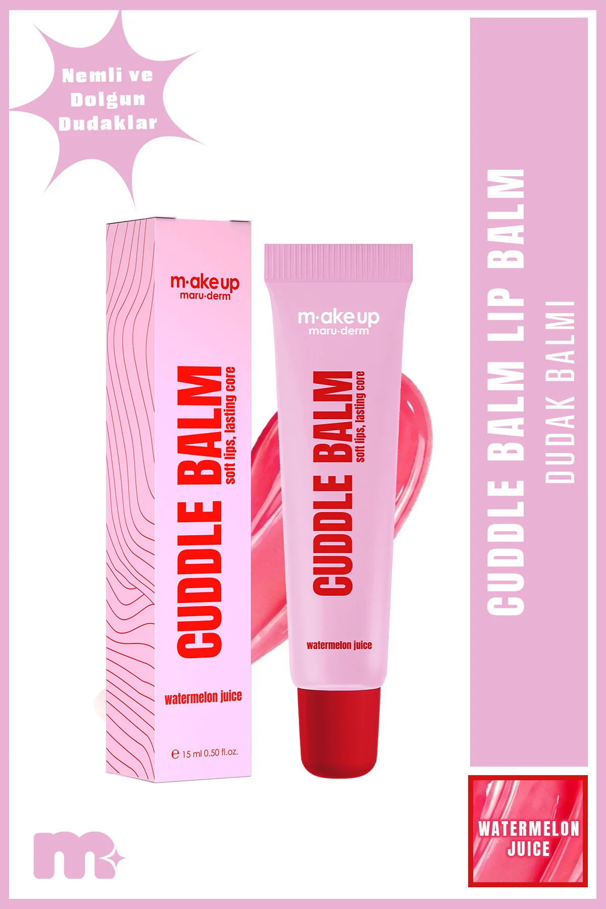 make up maruderm Uzun Süre Kalıcı Lip Balm – Nemlendirici Parlatıcı Watermelon Juice 15 ML
