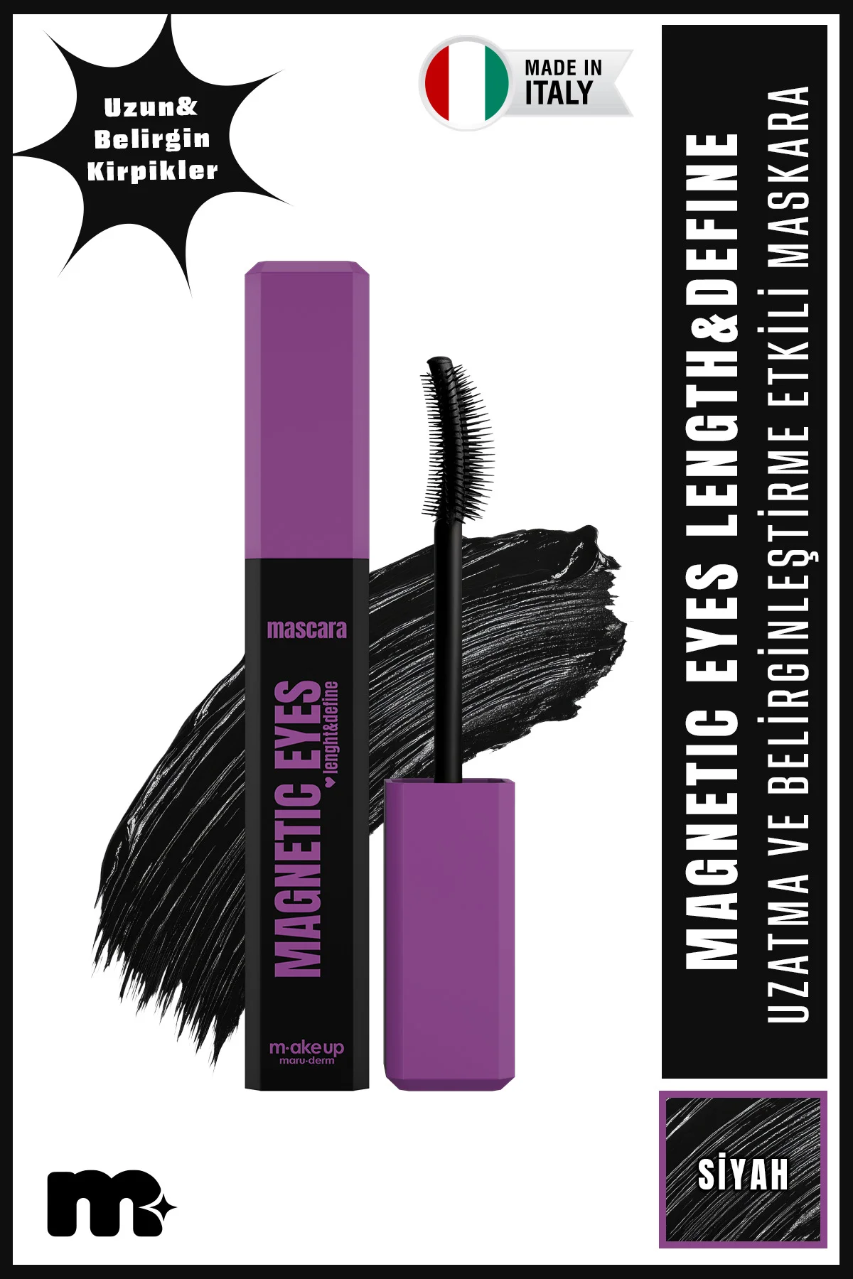 make up maruderm Yoğun Uzunluk ve Belirginleştirme Etkili Maskara – Length & Define Mascara