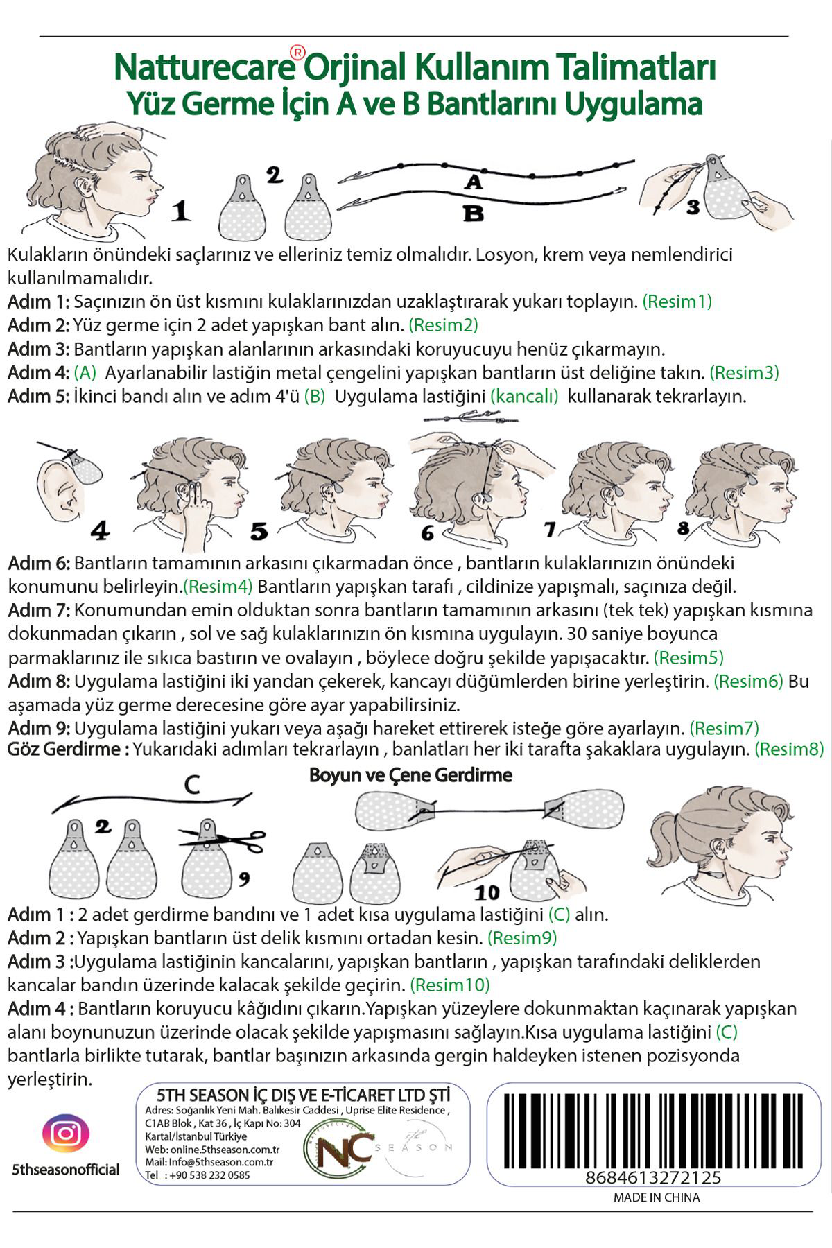 Makeup Artist Ürünü Profesyonel Yüz-kaş-boyun Gerdirme Bantı Ipli