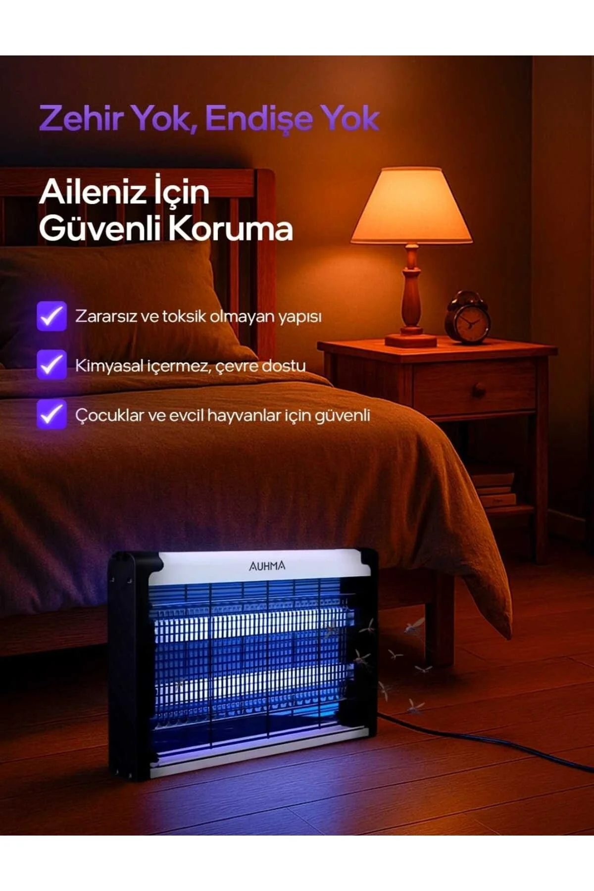 Makine formunda mavi ışıklı sinek ve böcek öldürücü kovucu, tehlikeli değil, 2x4 watt