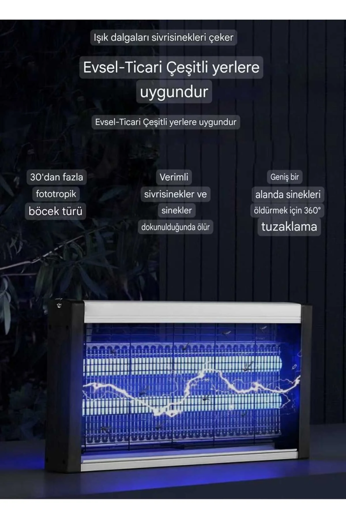 Makine formunda mavi ışıklı sinek ve böcek öldürücü kovucu, tehlikeli değil, 2x4 watt