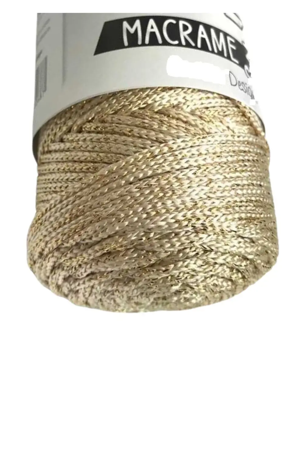 Makrome İpi 3mm Polyester Krem Simli