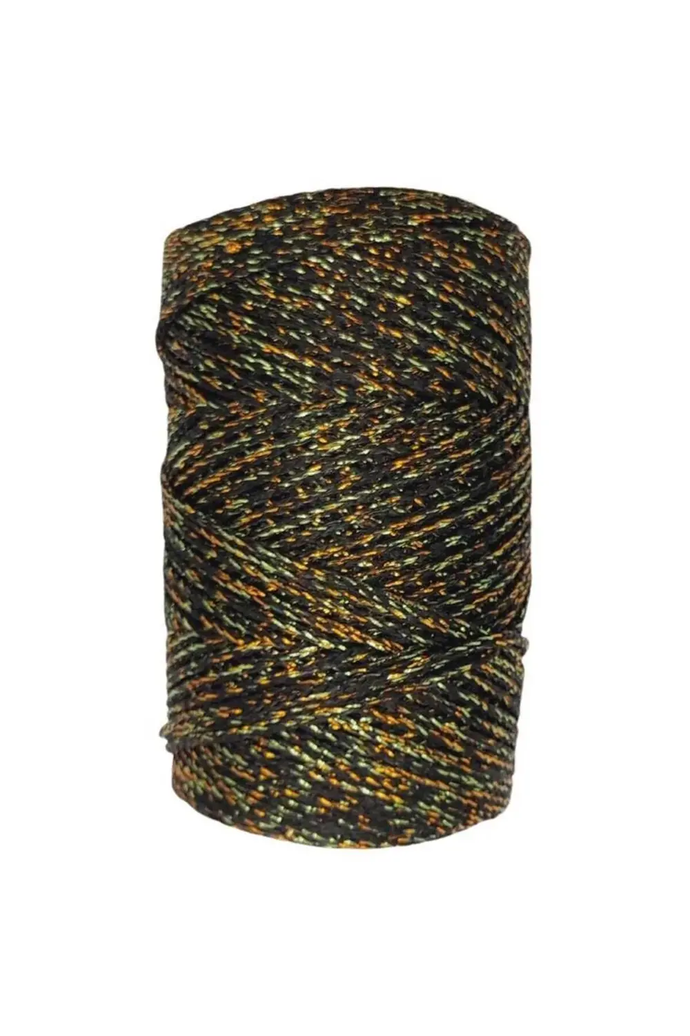 Makrome İpi 3mm Polyester Siyah Altın Simli