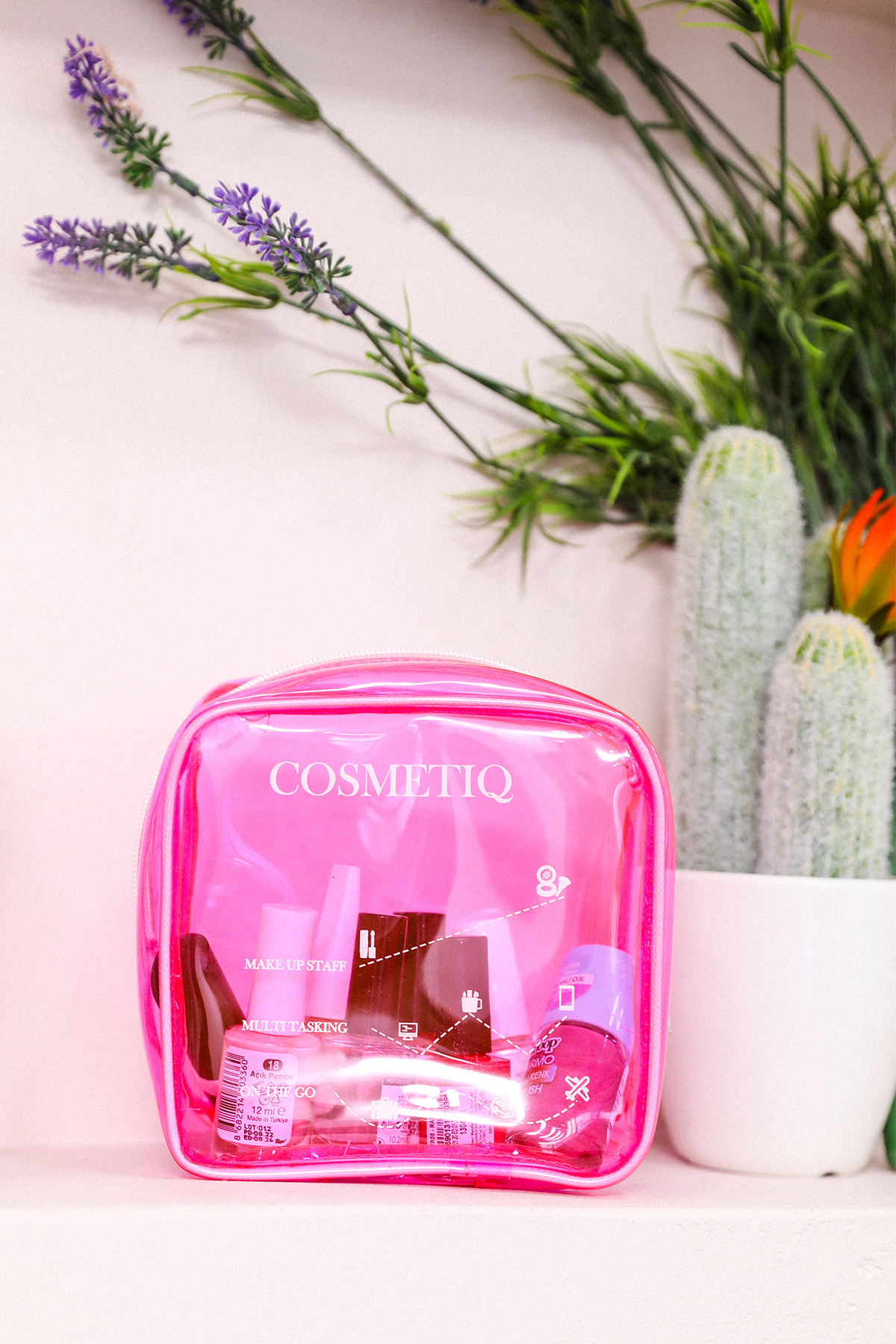 Pazar Kapısı Makyaj Çantası Şeffaf Küçük Boy Makyaj Malzemeleri Çantası