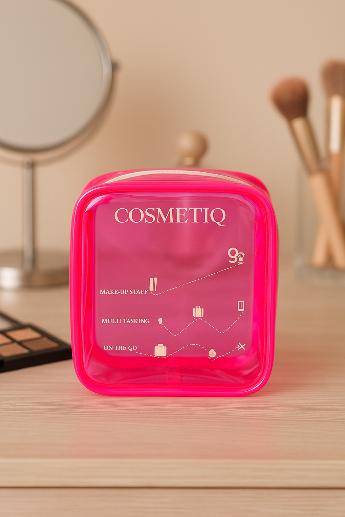 Pazar Kapısı Makyaj Çantası Şeffaf Küçük Boy Makyaj Malzemeleri Çantası