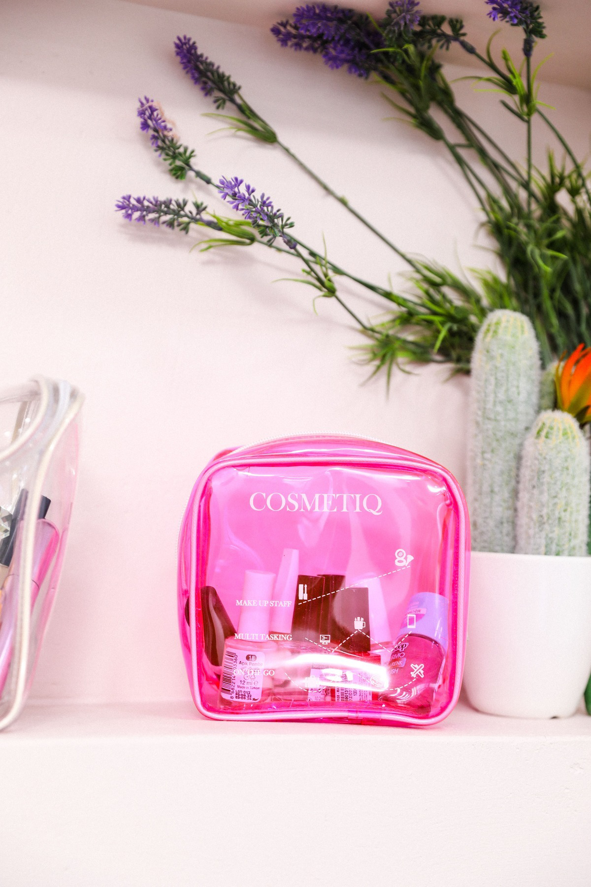 Pazar Kapısı Makyaj Çantası Şeffaf Küçük Boy Makyaj Malzemeleri Çantası