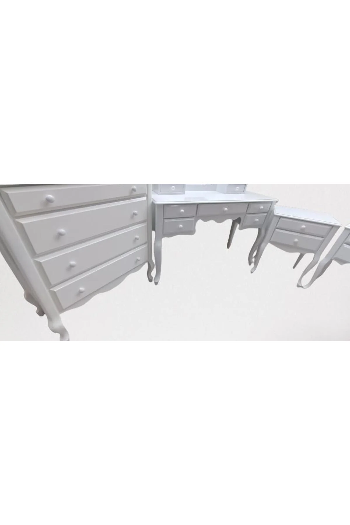 Makyaj Masa 12550 7Çekme SET Kanat ayna Puf Modl Kayın Aslan Ayk Komod Beyaz Lake Makyaj Masa 12550 7Çekme SET Kanat ayna Puf Modl Kayın Aslan Ayk Komod Beyaz Lake - Görsel 6