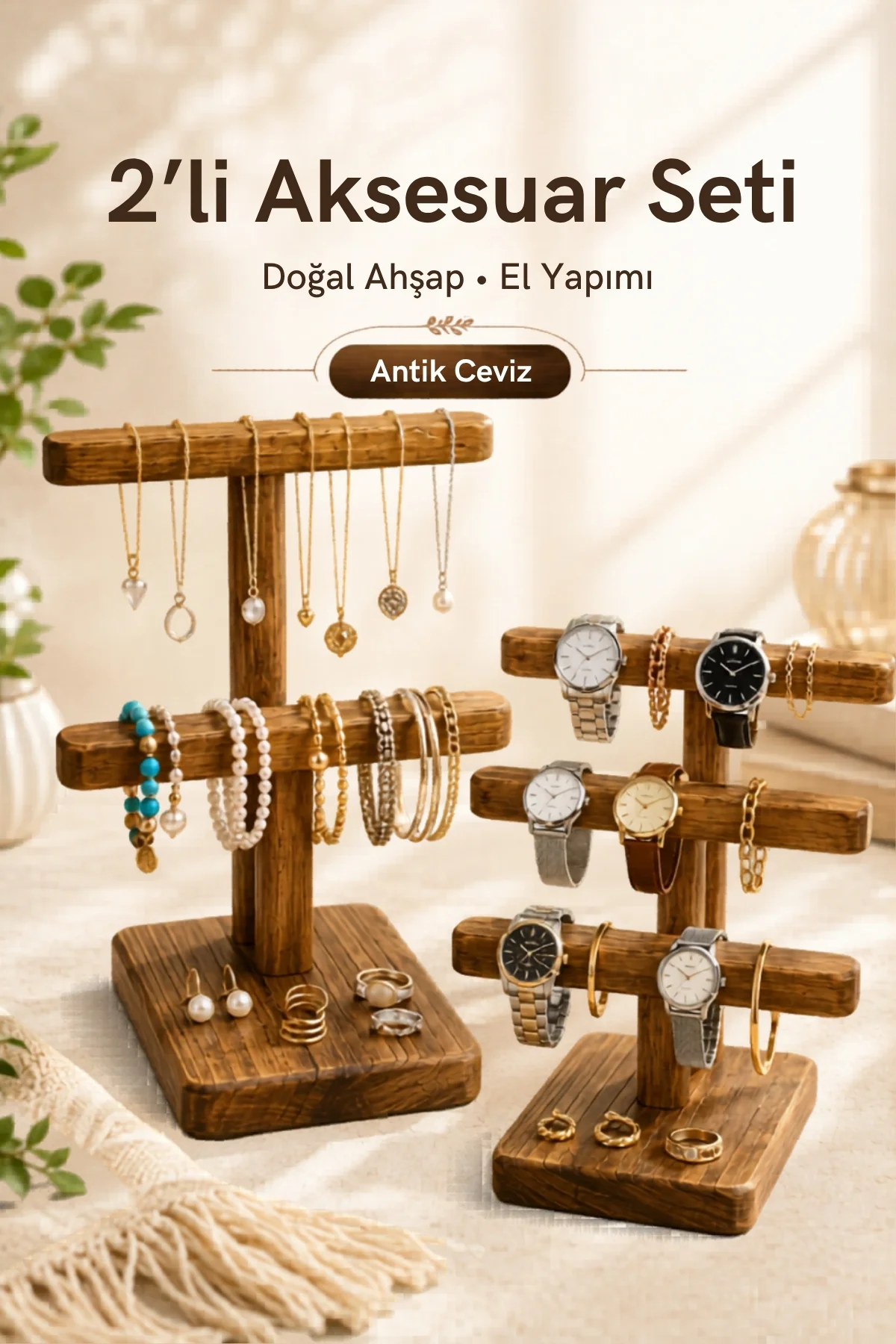 Makyaj Organizeri Seti Takı Standı Kolye Saat Küpe Bileklik Düzen