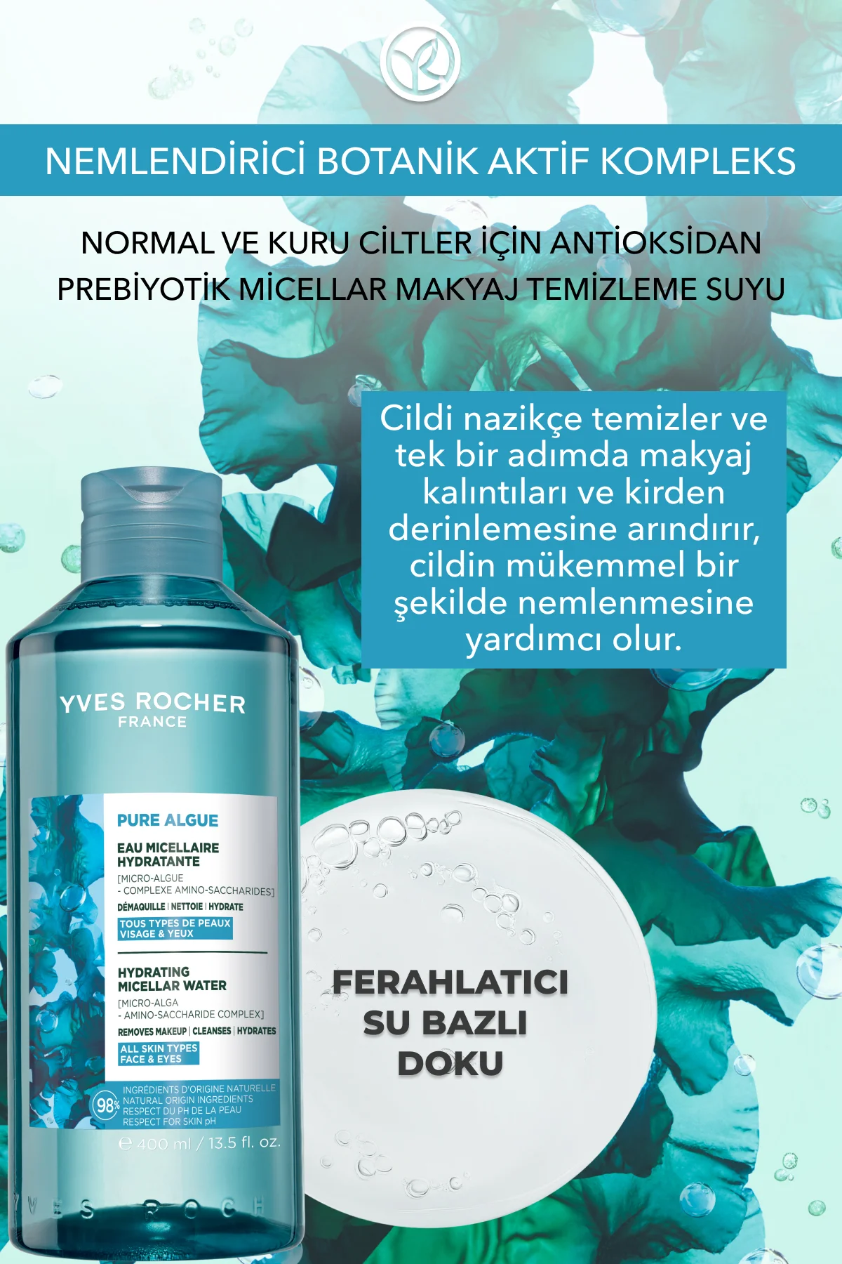 Makyaj Temizleme Micellar Suyu-Normal ve Kuru Cilt -Pure Algue Ne