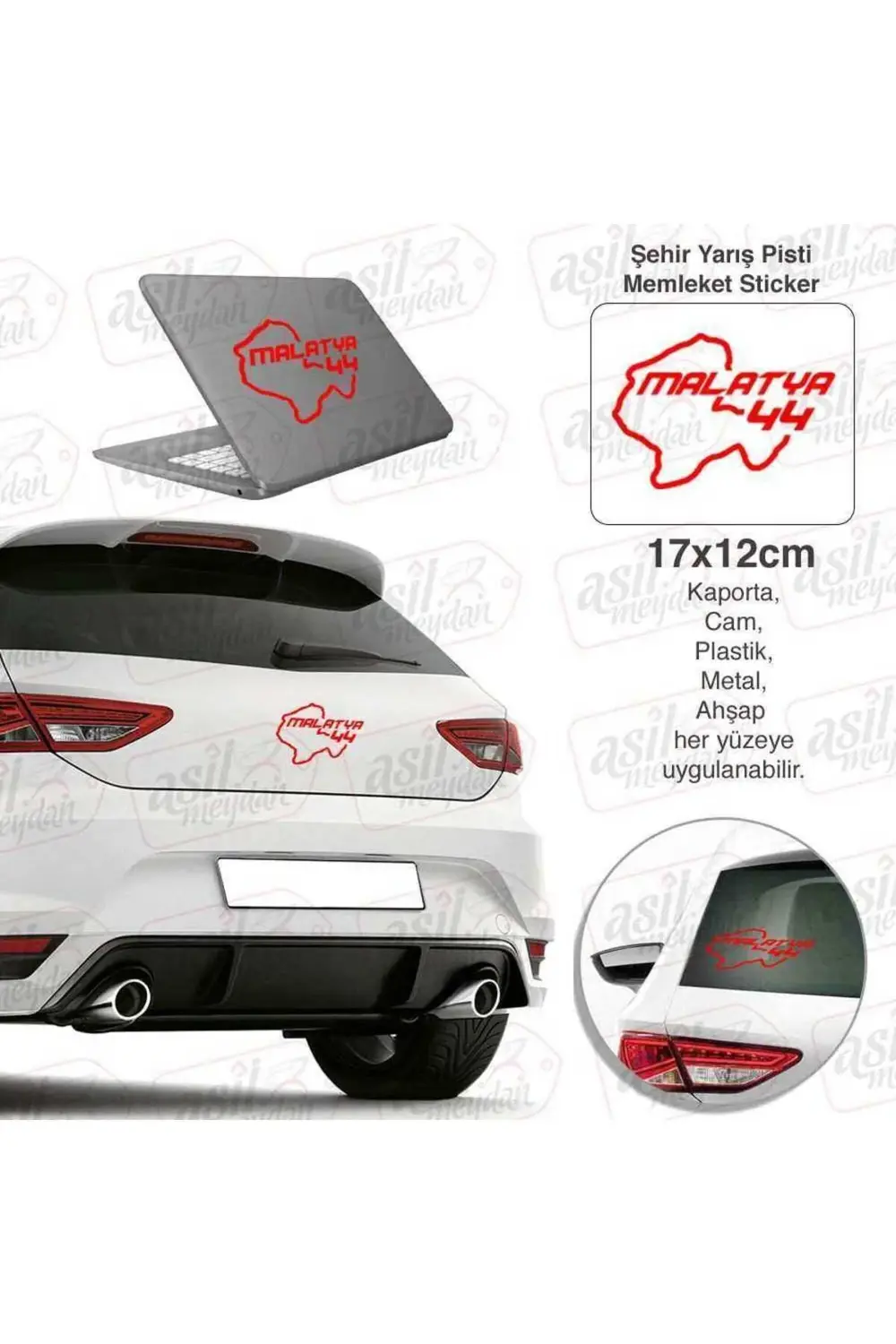 Malatya Ili 44 Plaka Kodu Memleket Kırmızı Yarış Pisti Sticker -