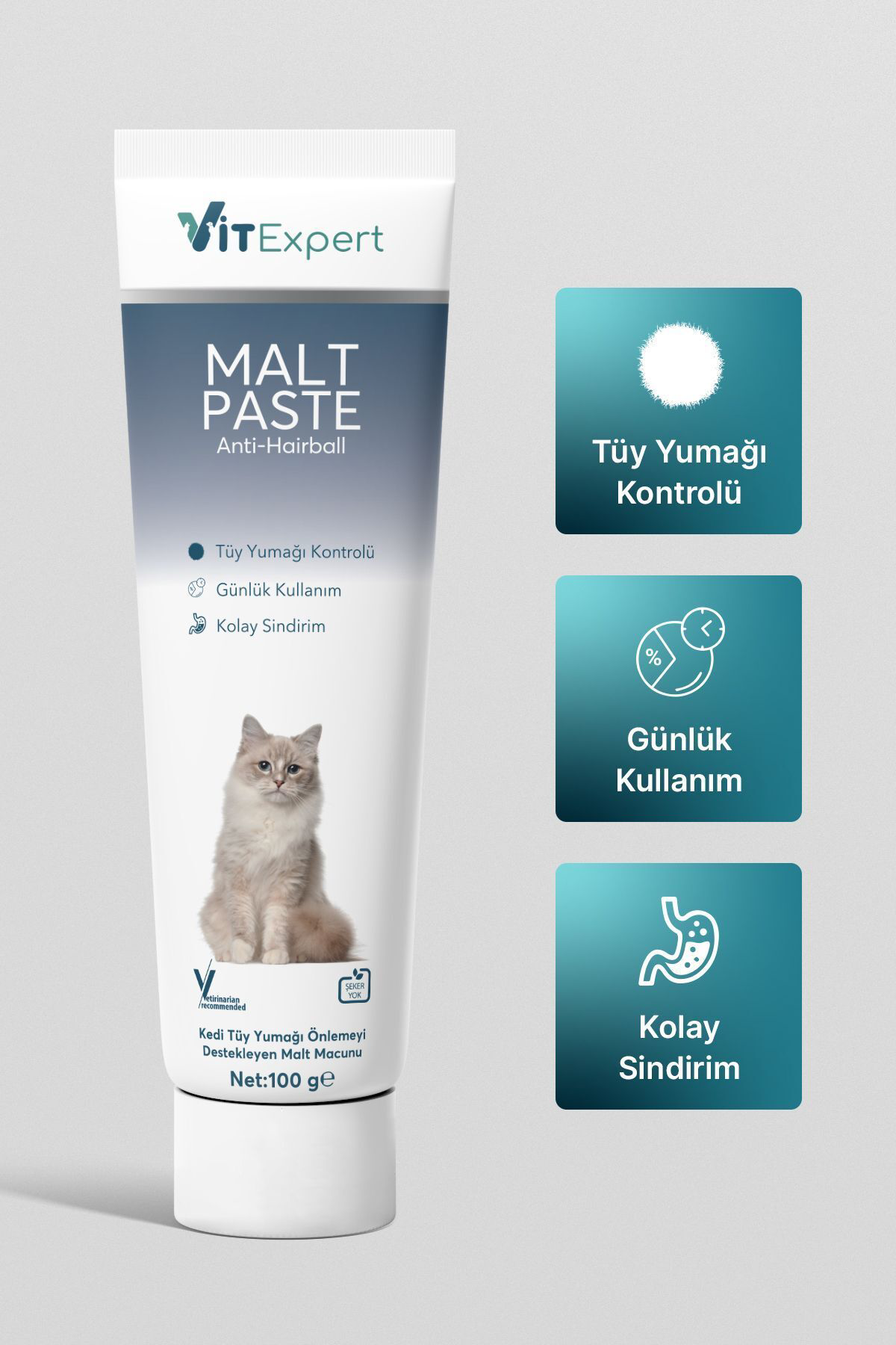 Vitexpert Malt Paste Kedi Tüy Yumaği Önleyici, Kisirlaştirilmiş Kedi Vitami