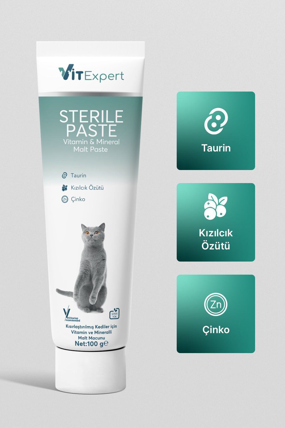 Vitexpert Malt Paste Kedi Tüy Yumaği Önleyici, Kisirlaştirilmiş Kedi Vitami