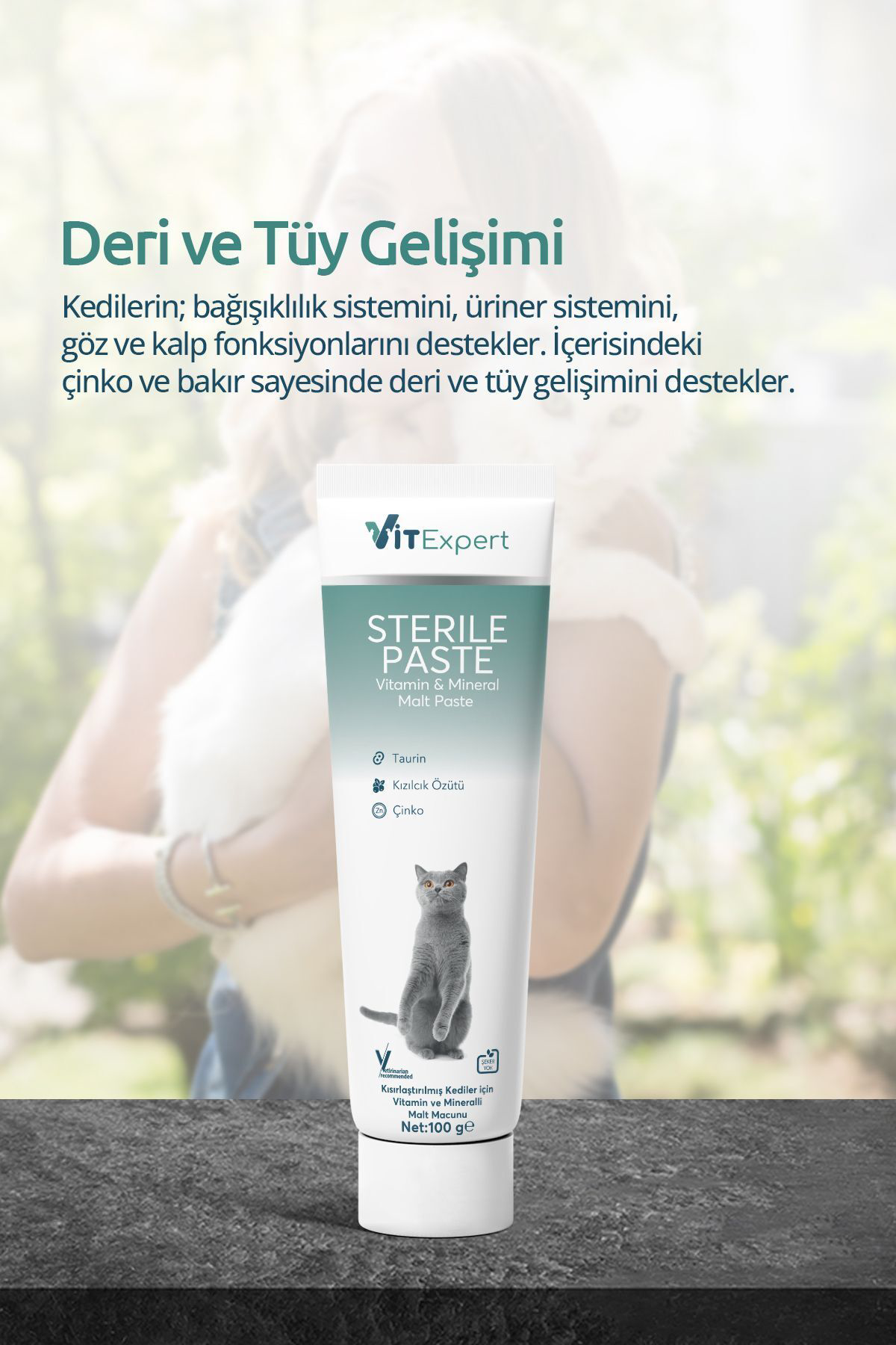Vitexpert Malt Paste Kedi Tüy Yumaği Önleyici, Kisirlaştirilmiş Kedi Vitami