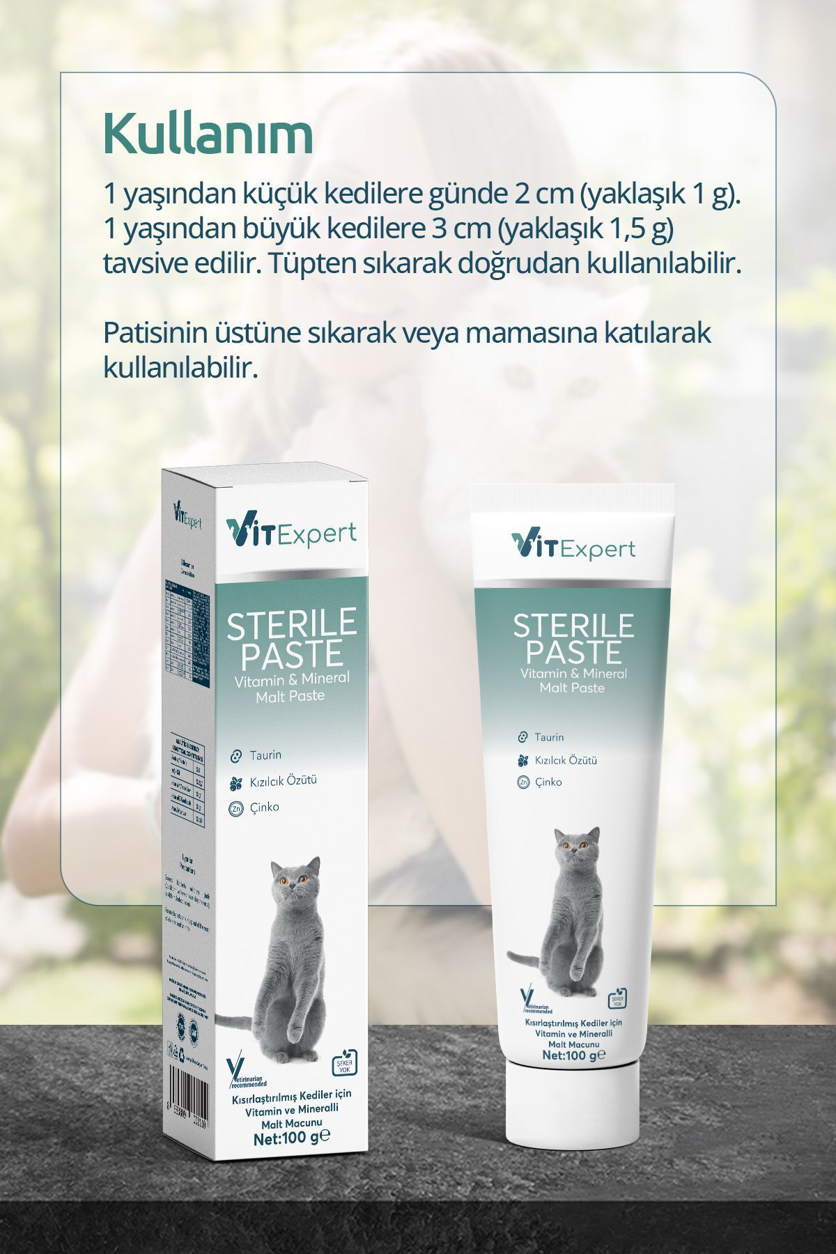 Vitexpert Malt Paste Kedi Tüy Yumaği Önleyici, Kisirlaştirilmiş Kedi Vitami