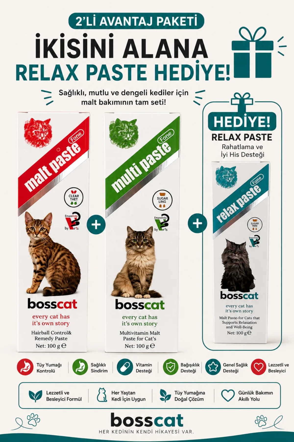 Malt Paste + Multi Paste 2'li Paket 100 gr + 100 gr | Relax Paste 100 gr Hediye
