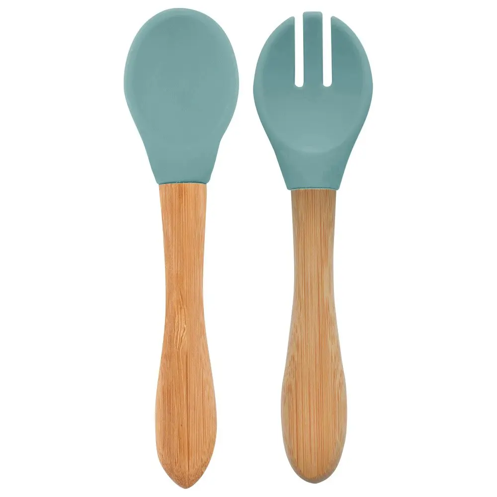 Mama Kaşığı ve Çatal Seti Aqua Green