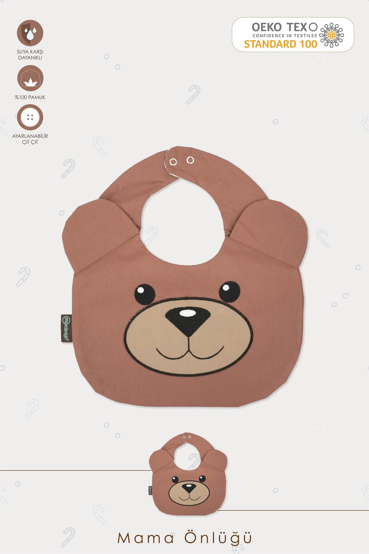 Mordesign Mama Önlüğü, Sıvı Geçirmez, Ayarlanabilir Çıtçıtlı Mama Önlüğü, B