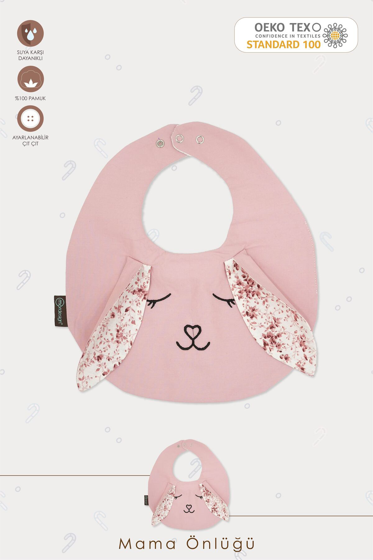 Mordesign Mama Önlüğü, Sıvı Geçirmez, Ayarlanabilir Çıtçıtlı Mama Önlüğü, B