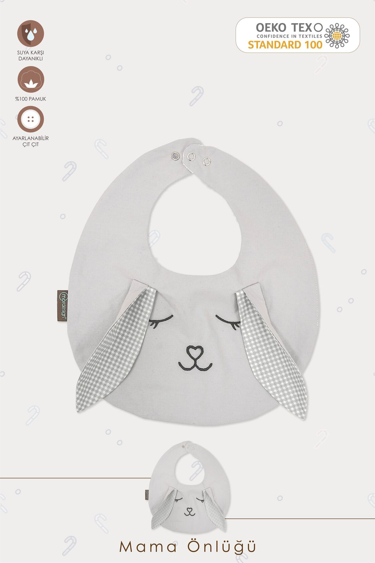 Mordesign Mama Önlüğü, Sıvı Geçirmez, Ayarlanabilir Çıtçıtlı Mama Önlüğü, B