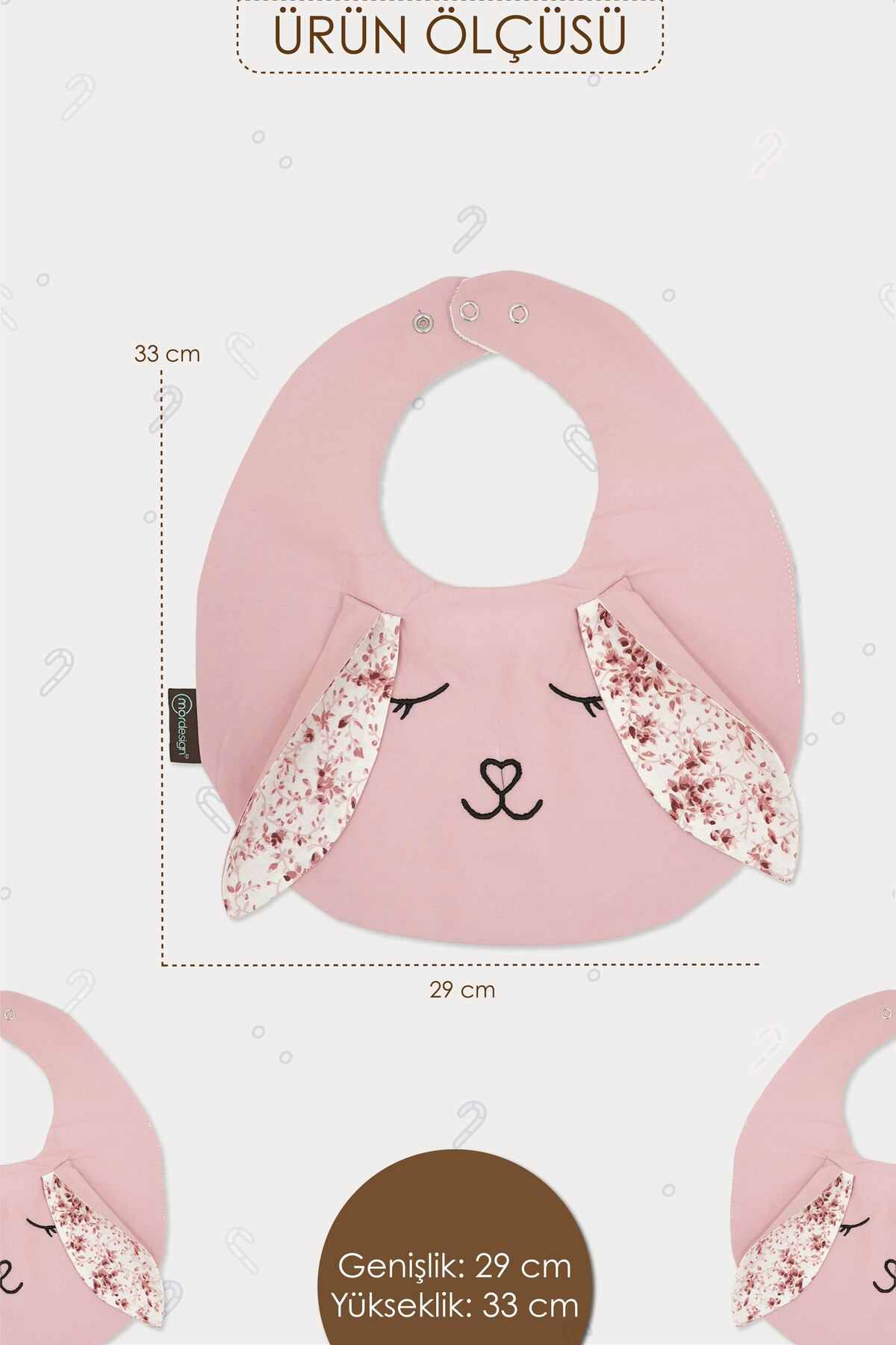 Mordesign Mama Önlüğü, Sıvı Geçirmez, Ayarlanabilir Çıtçıtlı Mama Önlüğü, B