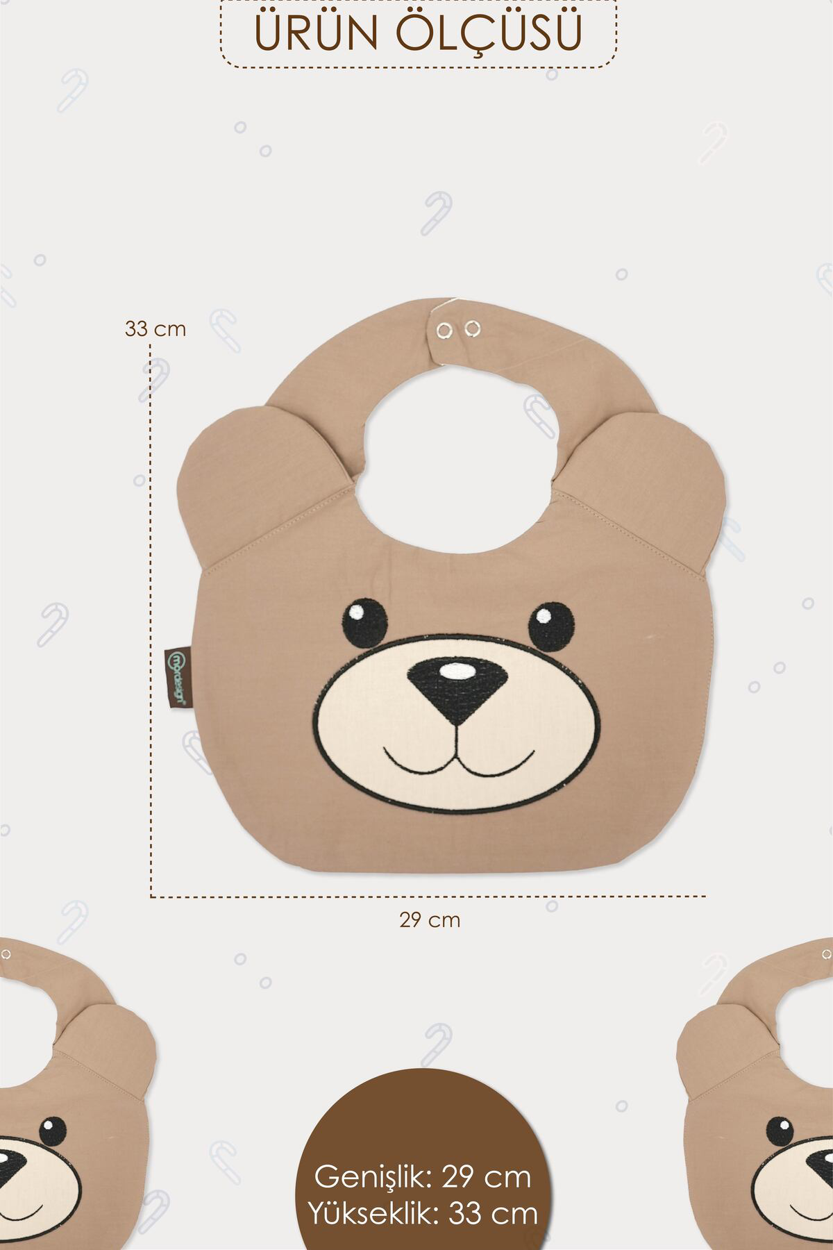 Mordesign Mama Önlüğü, Sıvı Geçirmez, Ayarlanabilir Çıtçıtlı Mama Önlüğü, B