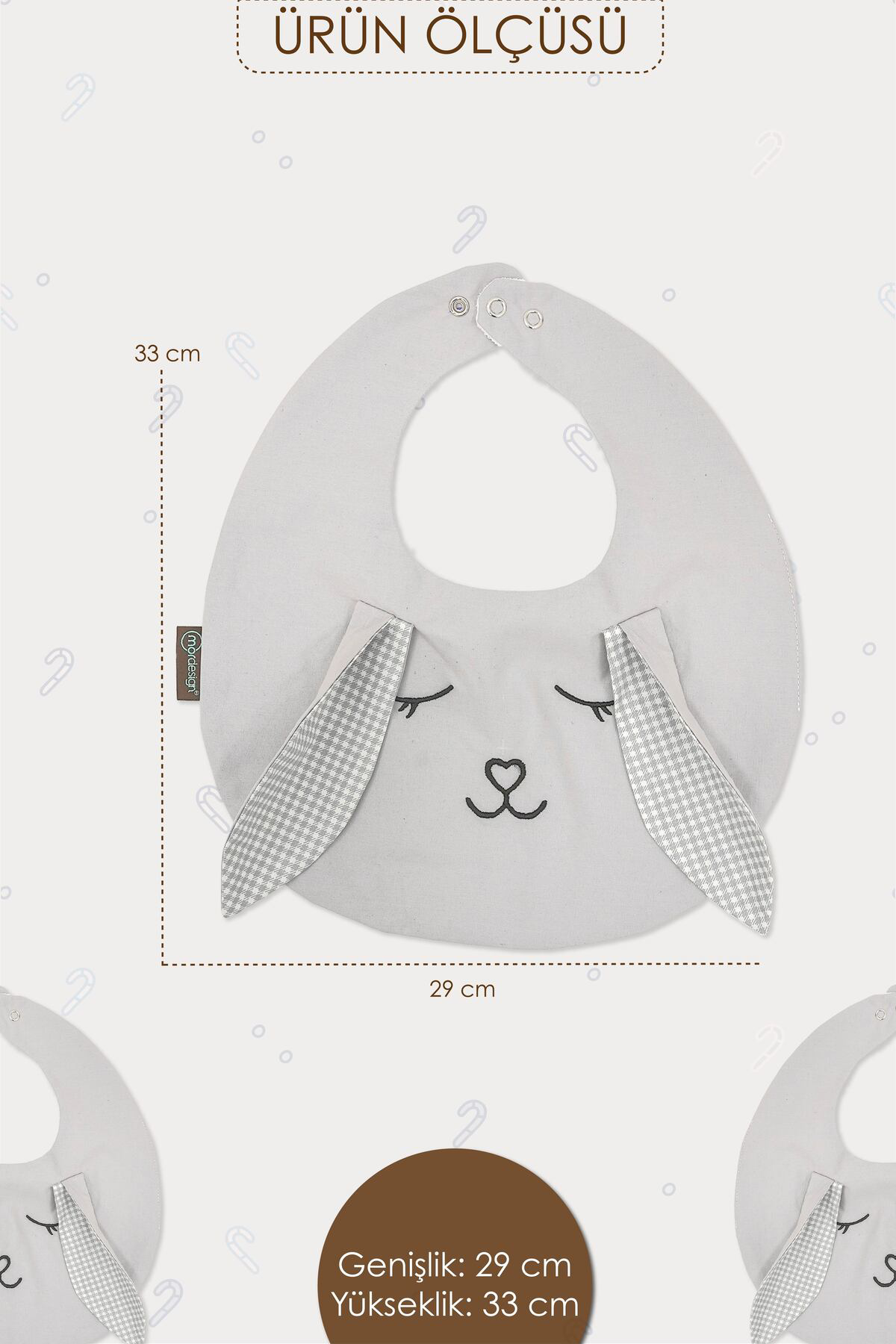 Mordesign Mama Önlüğü, Sıvı Geçirmez, Ayarlanabilir Çıtçıtlı Mama Önlüğü, B