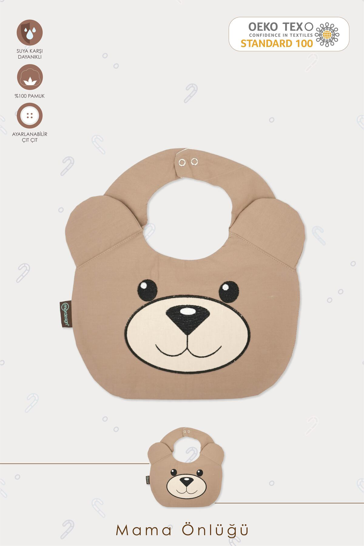 Mordesign Mama Önlüğü, Sıvı Geçirmez, Ayarlanabilir Çıtçıtlı Mama Önlüğü, B