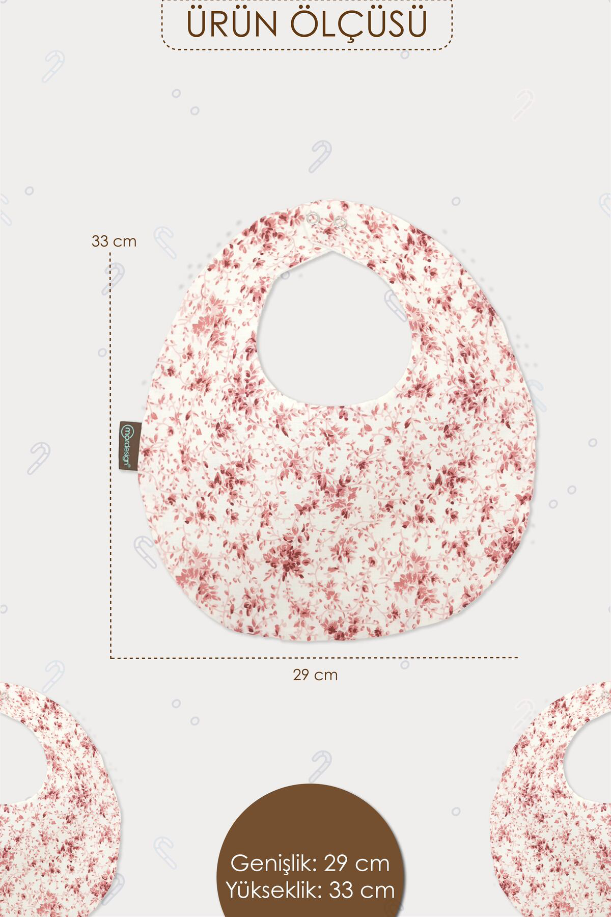 Mordesign Mama Önlüğü, Sıvı Geçirmez, Ayarlanabilir Çıtçıtlı Mama Önlüğü, B