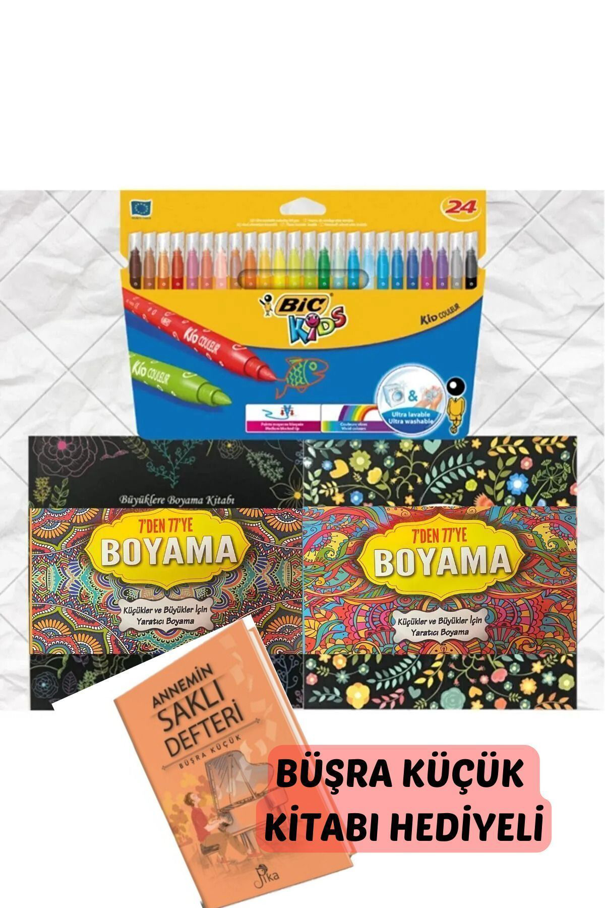 Mandala Büyükler Için Boyama Seti - 2 Kitap Ve 24 Keçeli Kalem B.