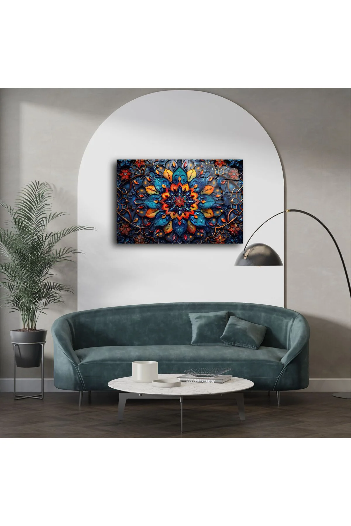 Mandala Çiçek Vitray Sanat Paneli Mandala Çiçek Vitray Sanat Paneli