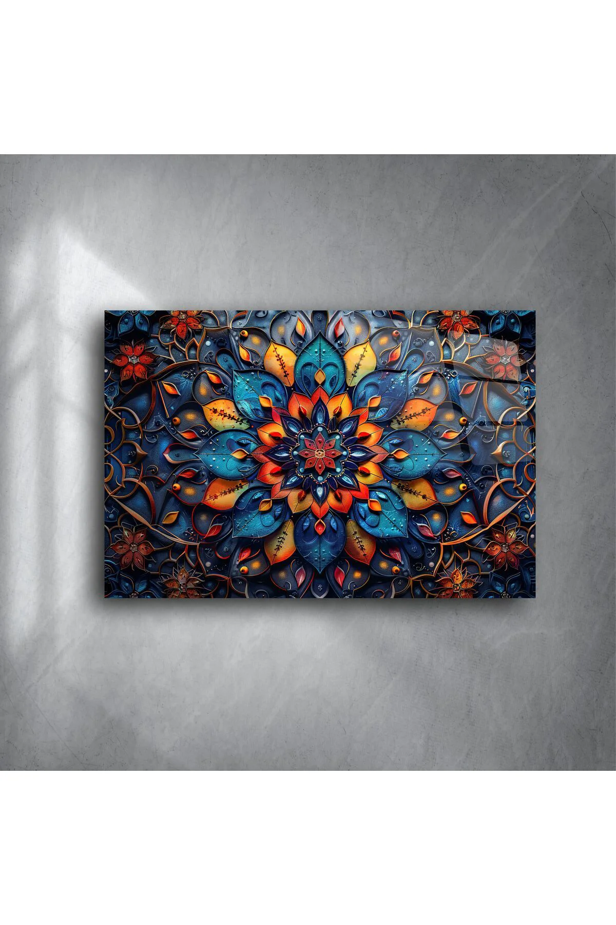 Mandala Çiçek Vitray Sanat Paneli Mandala Çiçek Vitray Sanat Paneli