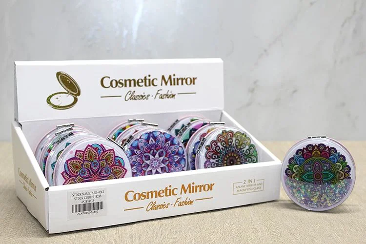 Mandala Desenli Hareketli Sulu El Aynası - 7x7 Cm Dekoratif Ayna Fiyatı, Yorumları ve Özellikleri