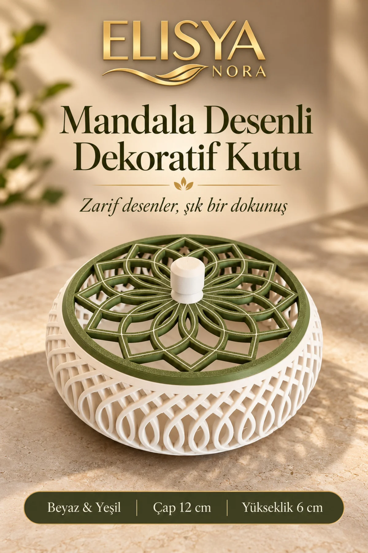 Mandala Desenli Kapaklı Dekoratif Takı ve Aksesuar Kutusu Mandala Desenli Kapaklı Dekoratif Takı ve Aksesuar Kutusu
