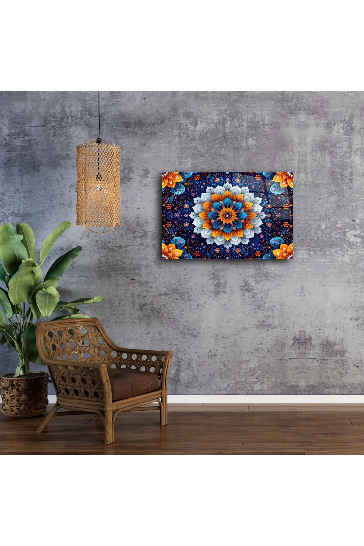Mandala Desenli Renkli Cam Tablo Mandala Desenli Renkli Cam Tablo