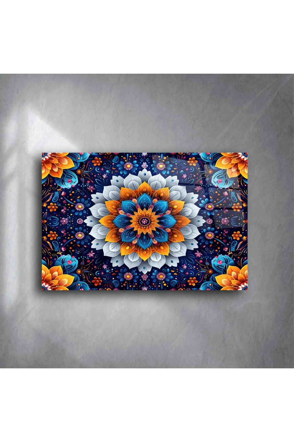 Mandala Desenli Renkli Cam Tablo Mandala Desenli Renkli Cam Tablo