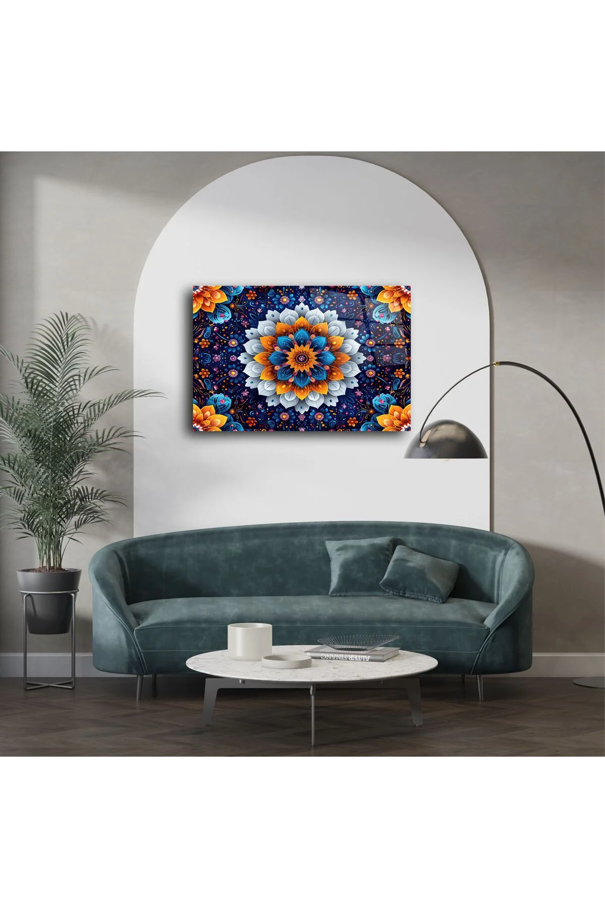 Mandala Desenli Renkli Cam Tablo Mandala Desenli Renkli Cam Tablo